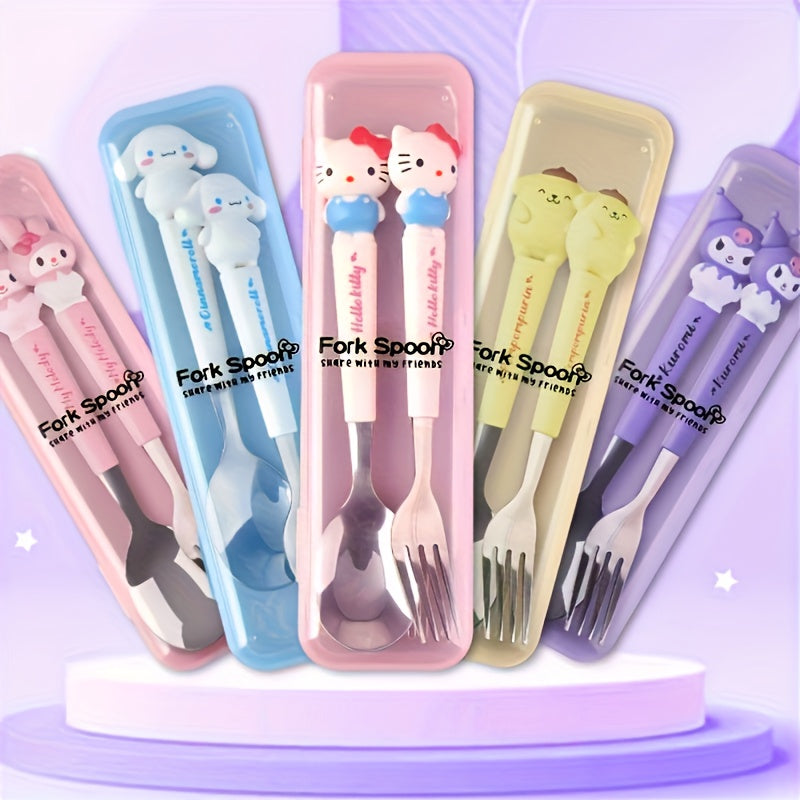 Sanrio for hello kitty for kuromi Cartoon Fork Spoon Set - Durable Iron, Varnished Finish, Ideal for Family Gatherings, Picnics, Outdoor Camping, Camping Essentials|Playful Design|Varnished Finish, Camping Essentials|Playful