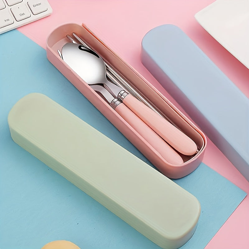 1 Set Stainless Steel Cutlery Set, Polished Surface, Portable Cutlery with Storage Box, Suitable for Picnics, Camping, Daily Use - Durable and Compact