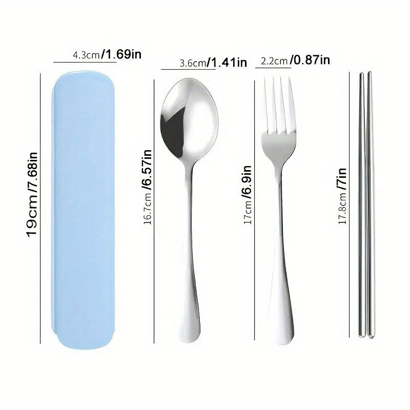 2/4pcs Travel Utensils Set - Portable Stainless Steel Cutlery Set With Chopsticks, Fork, Spoon And Knife - For Outdoor Camping, Picnic & BBQ - Perfect Gift for Adventurers & Travelers
