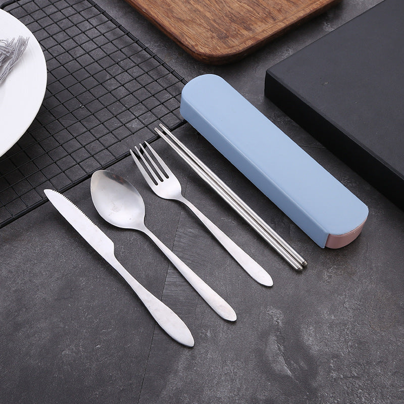 2/4pcs Travel Utensils Set - Portable Stainless Steel Cutlery Set With Chopsticks, Fork, Spoon And Knife - For Outdoor Camping, Picnic & BBQ - Perfect Gift for Adventurers & Travelers