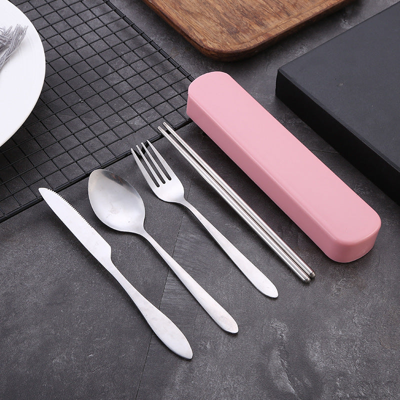 2/4pcs Travel Utensils Set - Portable Stainless Steel Cutlery Set With Chopsticks, Fork, Spoon And Knife - For Outdoor Camping, Picnic & BBQ - Perfect Gift for Adventurers & Travelers