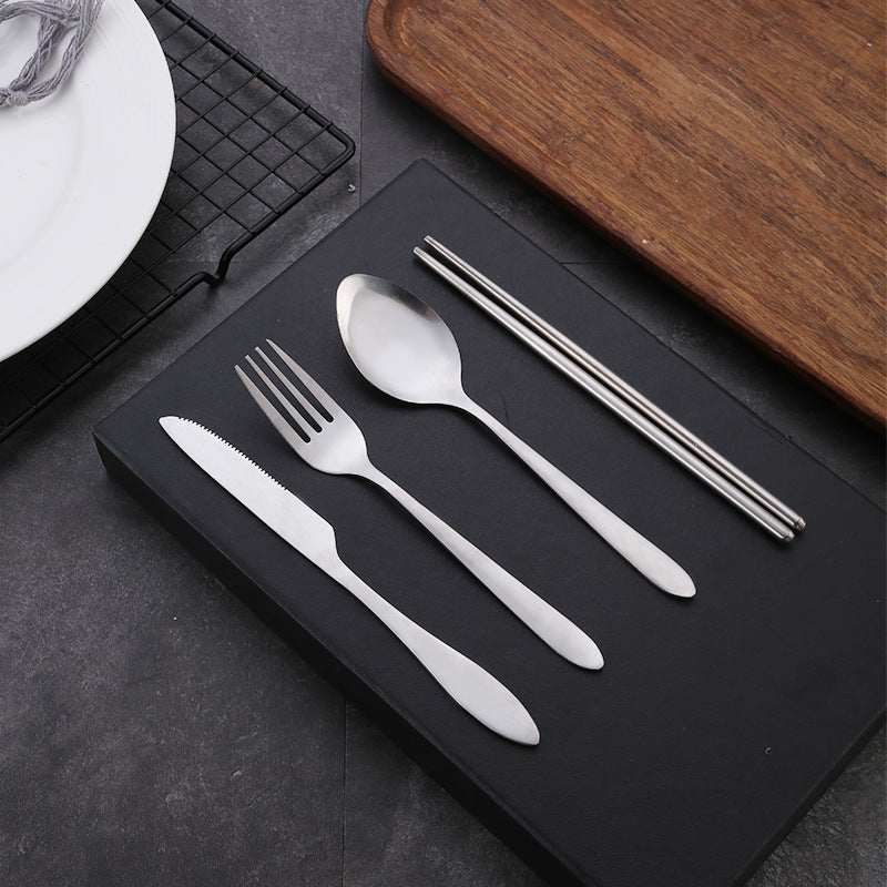 2/4pcs Travel Utensils Set - Portable Stainless Steel Cutlery Set With Chopsticks, Fork, Spoon And Knife - For Outdoor Camping, Picnic & BBQ - Perfect Gift for Adventurers & Travelers