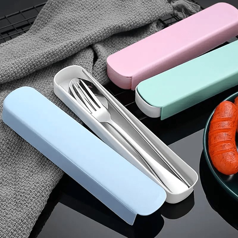 2/4pcs Travel Utensils Set - Portable Stainless Steel Cutlery Set With Chopsticks, Fork, Spoon And Knife - For Outdoor Camping, Picnic & BBQ - Perfect Gift for Adventurers & Travelers