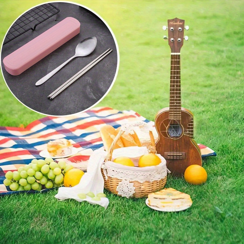 2/4pcs Travel Utensils Set - Portable Stainless Steel Cutlery Set With Chopsticks, Fork, Spoon And Knife - For Outdoor Camping, Picnic & BBQ - Perfect Gift for Adventurers & Travelers