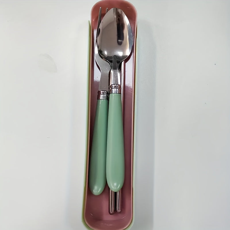 Polishing Stainless Steel Portable Cutlery Set with Storage Box - Perfect for Daily Use of Picnic, Camping, And Camping Cookware
