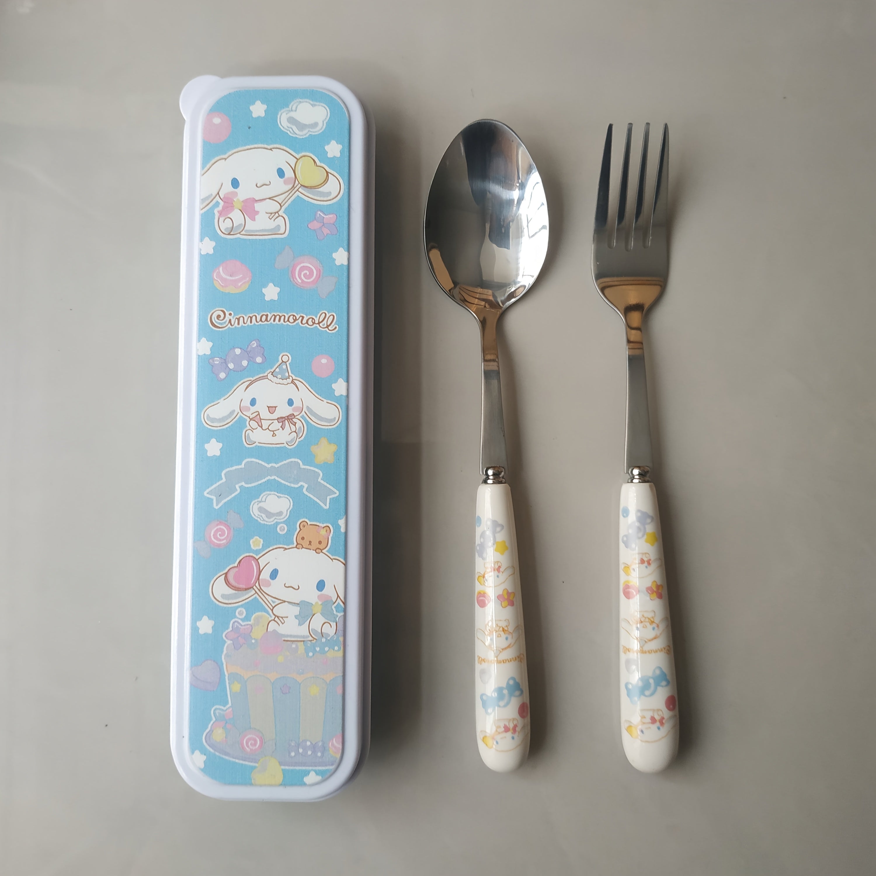 2pcs Sanrio Stainless Steel Tableware Set - Portable Travel Spoon & Fork, Ideal for Picnics & Daily Use, Featuring for hello kitty, for My Melody, for Kuromi & for Pompompurin Designs, Perfect for Christmas & Everyday Dining, Everyday Tableware | Playful