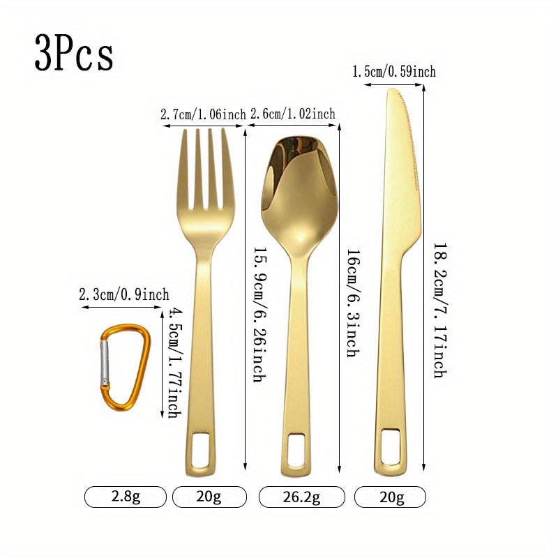 [Portable Outdoor Camping Fork Spoon] Stainless Steel Outdoor Travel Hollow Knife Fork Spoon Set Home Western Food Pasta Fork Spoon Tableware Portable For Outdoor Mountaineering And Camping Travel
