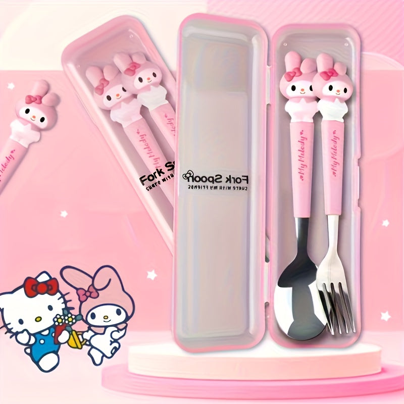 Sanrio for hello kitty for kuromi Cartoon Fork Spoon Set - Ideal for Family Gatherings, Picnics, Outdoor Camping, Camping Essentials, Playful Design, Camping Utensil Set, Camping Gear, Picnic Utensils, Fun Tableware, Cute Utensils, Polished Finish,