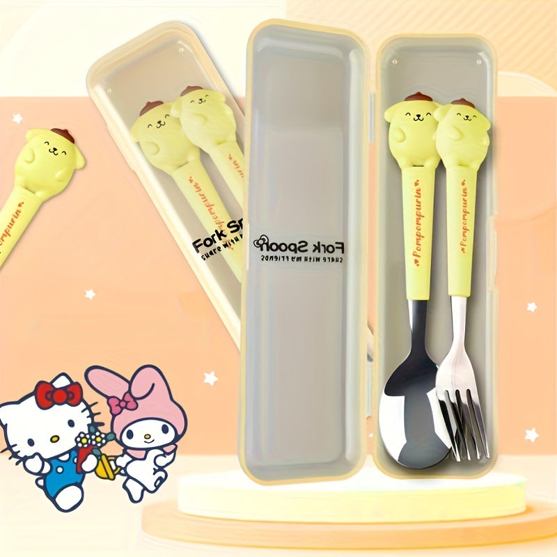 Sanrio for hello kitty for kuromi Cartoon Fork Spoon Set - Durable Iron, Varnished Finish, Ideal for Family Gatherings, Picnics, Outdoor Camping, Camping Essentials|Playful Design|Varnished Finish, Camping Essentials|Playful