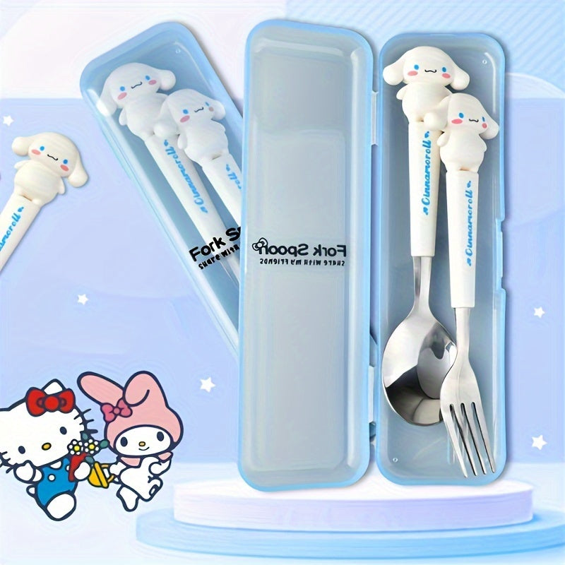 Sanrio for hello kitty for kuromi Cartoon Fork Spoon Set - Durable Iron, Varnished Finish, Ideal for Family Gatherings, Picnics, Outdoor Camping, Camping Essentials|Playful Design|Varnished Finish, Camping Essentials|Playful