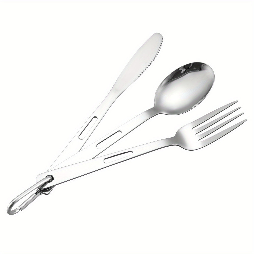Outdoor Camping Western Food Tableware Picnic Stainless Steel Knife Fork Spoon Set Travel Portable Tableware