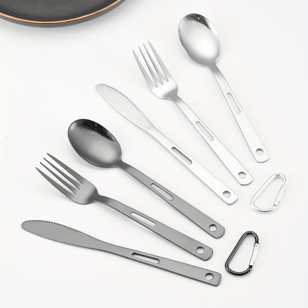 Outdoor Camping Western Food Tableware Picnic Stainless Steel Knife Fork Spoon Set Travel Portable Tableware