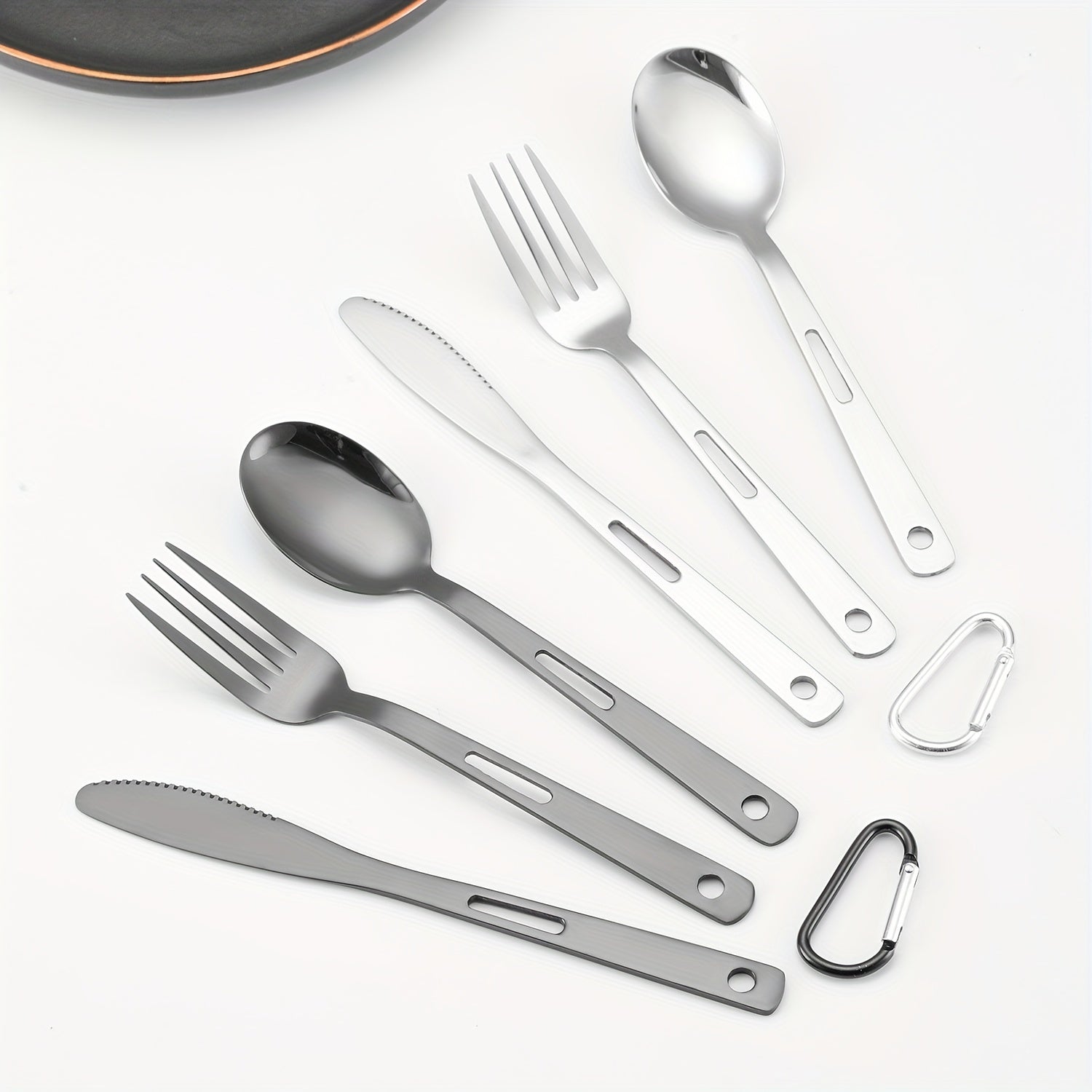 Outdoor Camping Western Food Tableware Picnic Stainless Steel Knife Fork Spoon Set Travel Portable Tableware
