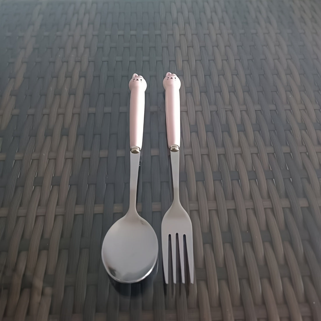 2pcs stainless steel portable cutlery set, white goose ceramic handle stainless steel portable cutlery set, cutlery spoon and fork, outdoor travel spoon, perfect for school, camping, weekend travel, very suitable