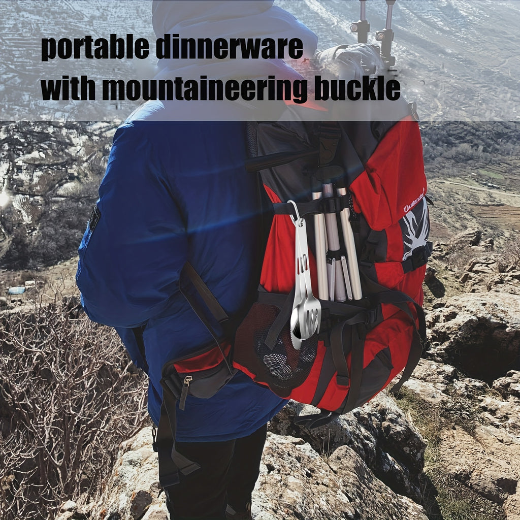 Outdoor Camping Western Food Tableware Picnic Stainless Steel Knife Fork Spoon Set Travel Portable Tableware