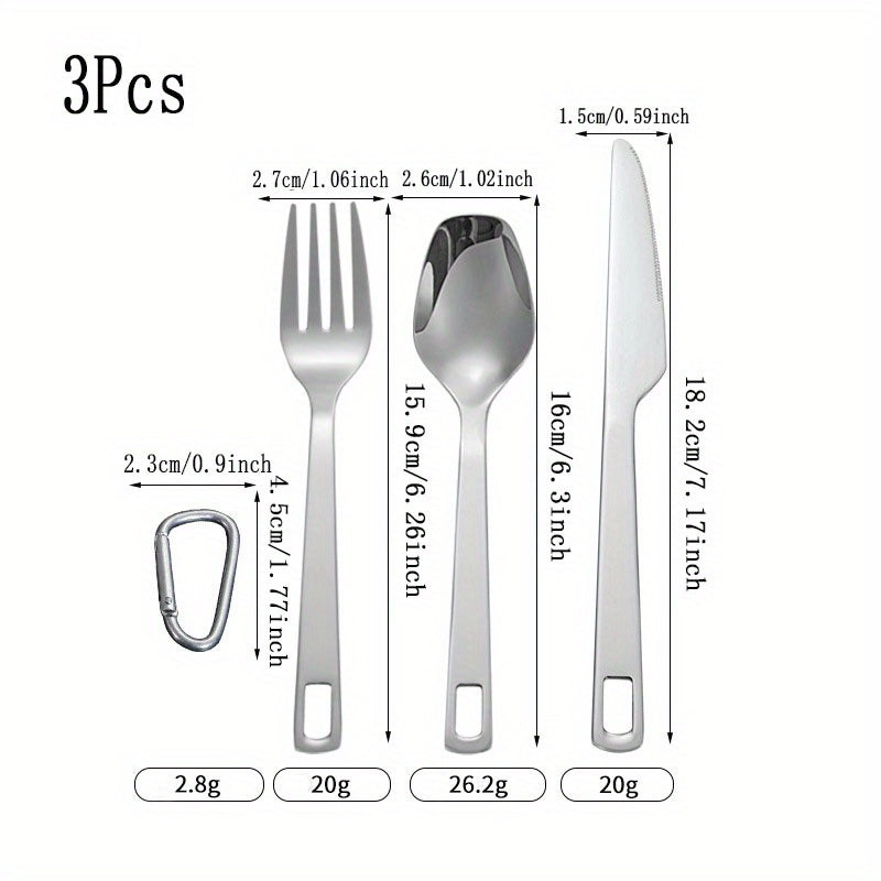 [Portable Outdoor Camping Fork Spoon] Stainless Steel Outdoor Travel Hollow Knife Fork Spoon Set Home Western Food Pasta Fork Spoon Tableware Portable For Outdoor Mountaineering And Camping Travel
