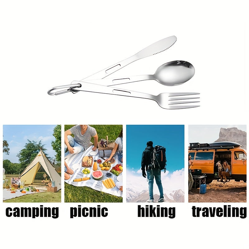 Outdoor Camping Western Food Tableware Picnic Stainless Steel Knife Fork Spoon Set Travel Portable Tableware