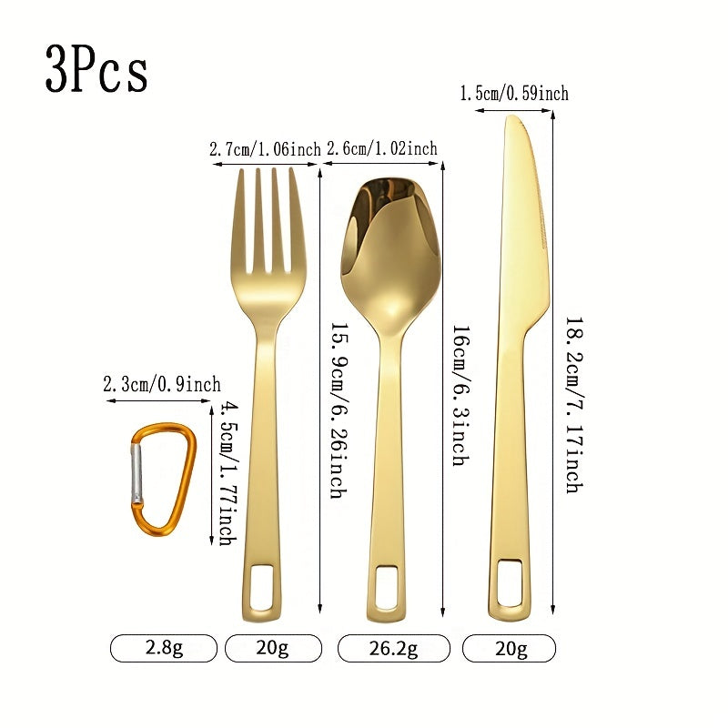 [Portable Outdoor Camping Fork Spoon] Stainless Steel Outdoor Travel Hollow Knife Fork Spoon Set Home Western Food Pasta Fork Spoon Tableware Portable For Outdoor Mountaineering And Camping Travel
