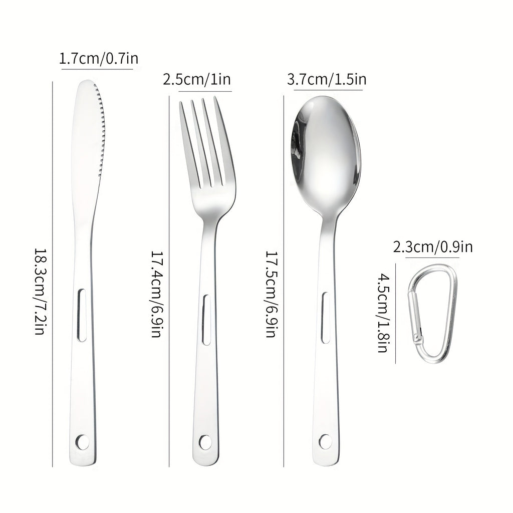 Outdoor Camping Western Food Tableware Picnic Stainless Steel Knife Fork Spoon Set Travel Portable Tableware