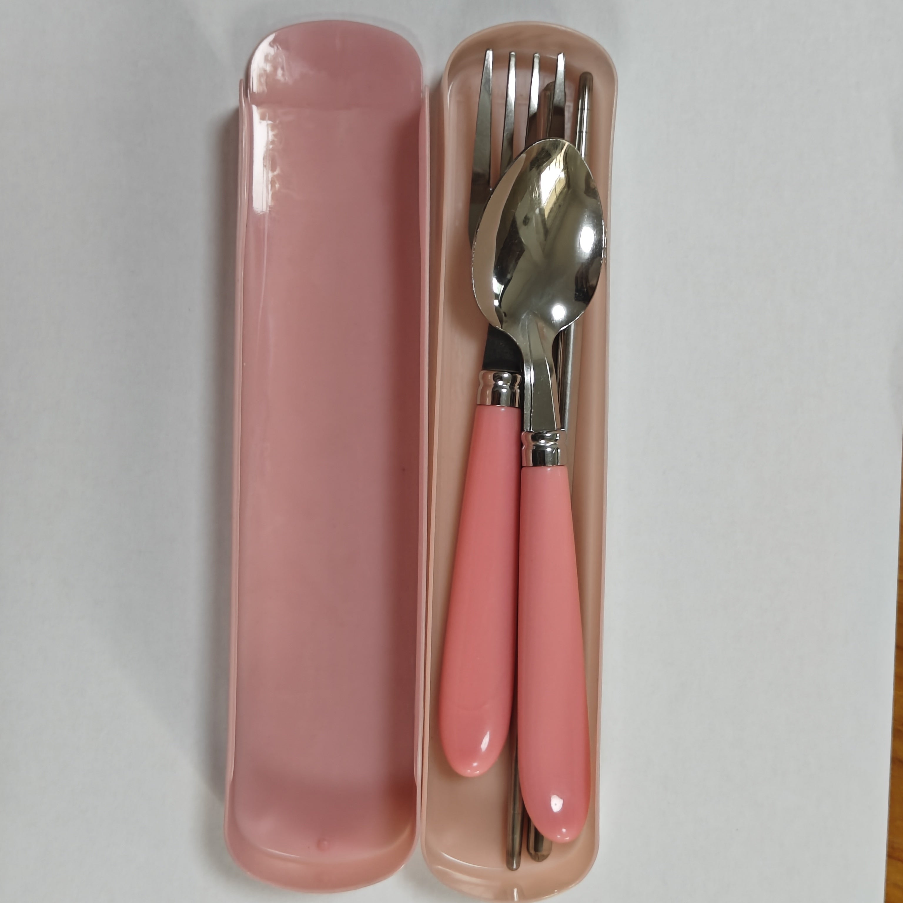 1 Set Stainless Steel Cutlery Set with Chopsticks, Forks, Spoons - Heavy-Duty 304 Stainless Steel, Polished Glossy Surface, Pastel Pink/White/Blue/Green/Beige, Compact Portable Tableware with Storage Case for Camping, Picnic, Travel, Everyday Use - Ideal