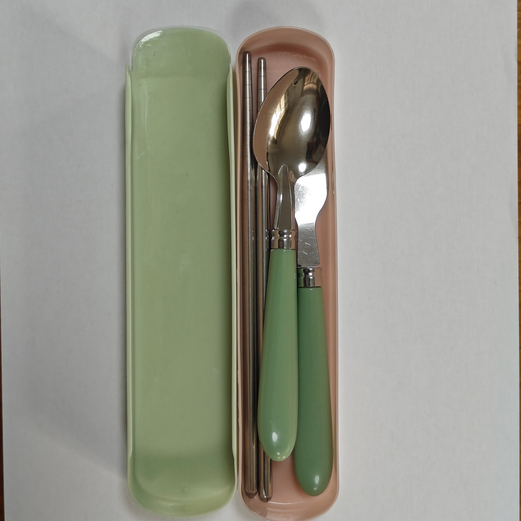 Polished Stainless Steel 1 Set Cutlery Set - Portable Durable Flatware with Storage Case - for Picnic, Camping, Daily Use