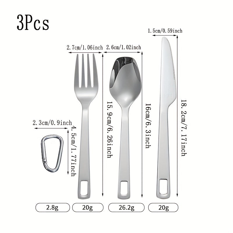 [Portable Outdoor Camping Fork Spoon] Stainless Steel Outdoor Travel Hollow Knife Fork Spoon Set Home Western Food Pasta Fork Spoon Tableware Portable For Outdoor Mountaineering And Camping Travel