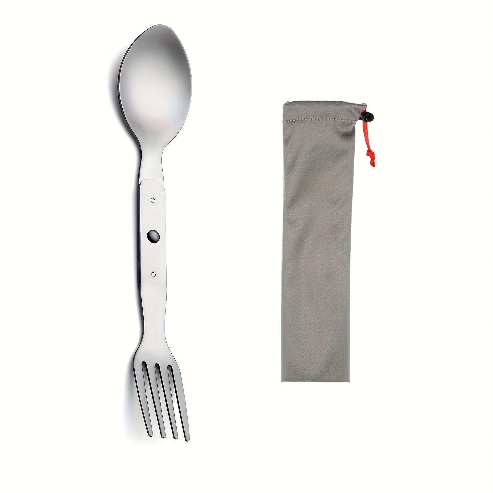 2pcs set, 2-in-1 multifunctional stainless steel cutlery with folding spoon and fork combo, perfect for hiking, camping, or backpacking trips