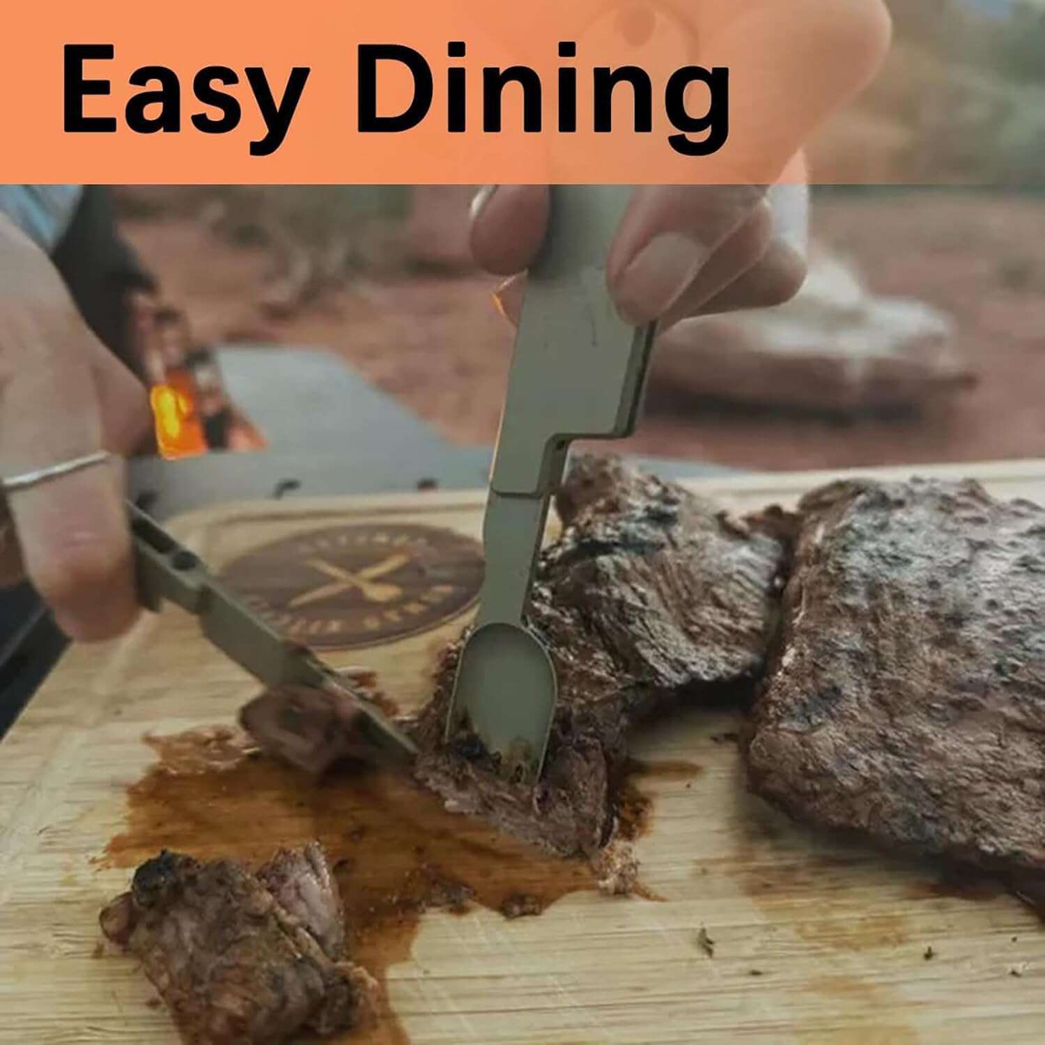2-in-1 Portable Metal Camping Utensil Set | Detachable Spoon Fork & Knife | Durable & Reusable | Essential for Outdoor Travel & Hiking