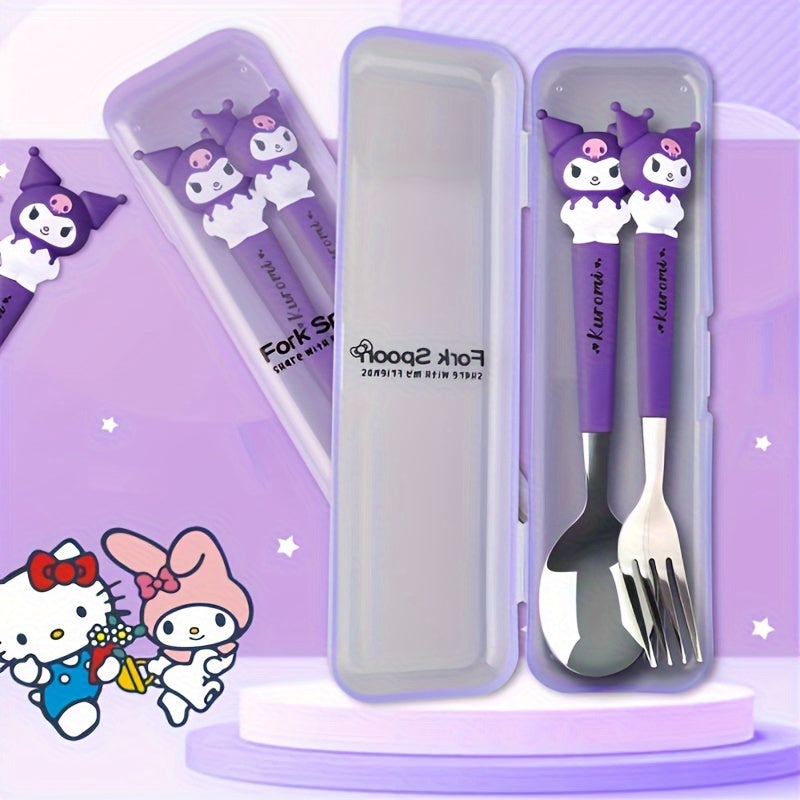 Sanrio for hello kitty for kuromi Cartoon Fork Spoon Set - Durable Iron, Varnished Finish, Ideal for Family Gatherings, Picnics, Outdoor Camping, Camping Essentials|Playful Design|Varnished Finish, Camping Essentials|Playful