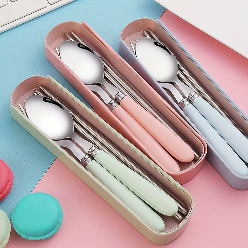 1 Set Stainless Steel Cutlery Set, Polished Surface, Portable Cutlery with Storage Box, Suitable for Picnics, Camping, Daily Use - Durable and Compact