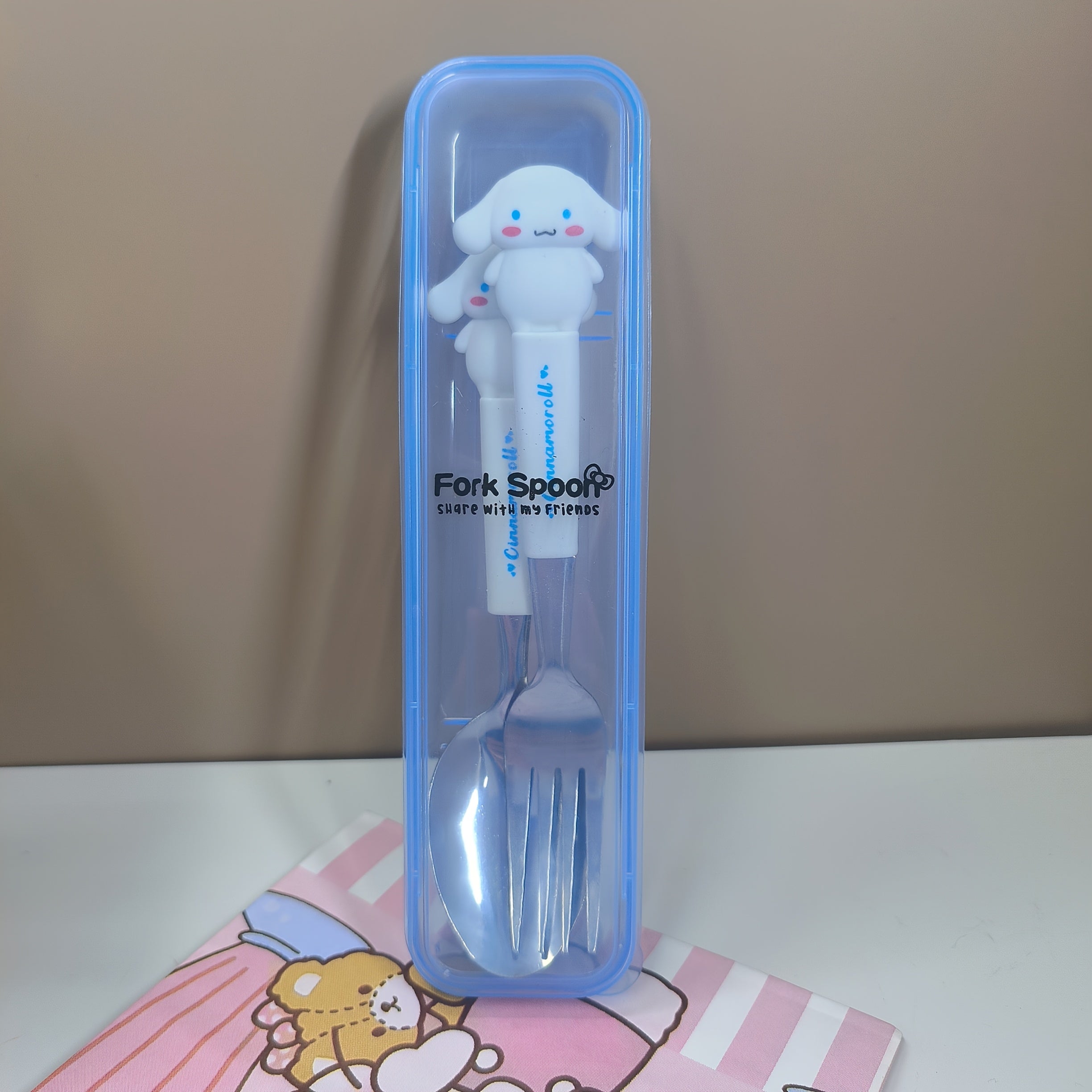 "SANRIO" 2pcs Stainless Steel Portable Cutlery Set, Cute Cartoon Cutlery Spoon And Fork, Outdoor Travel Spoon, Daily Office Or Home Essential Practical Items, Travel Portable, School Supplies, Student Prizes, Birthday Gifts, Easter