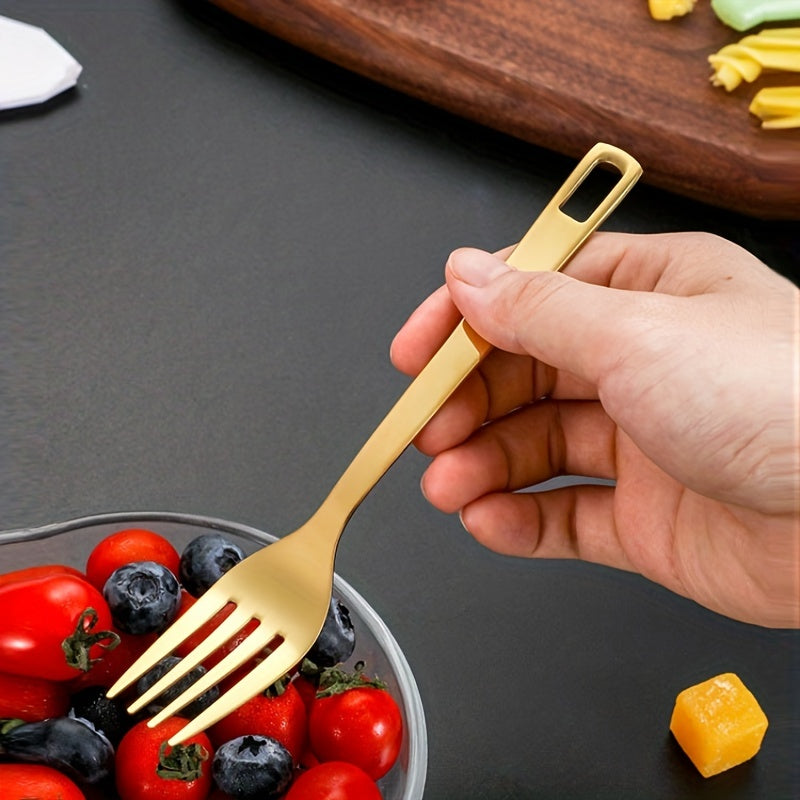 [Portable Outdoor Camping Fork Spoon] Stainless Steel Outdoor Travel Hollow Knife Fork Spoon Set Home Western Food Pasta Fork Spoon Tableware Portable For Outdoor Mountaineering And Camping Travel